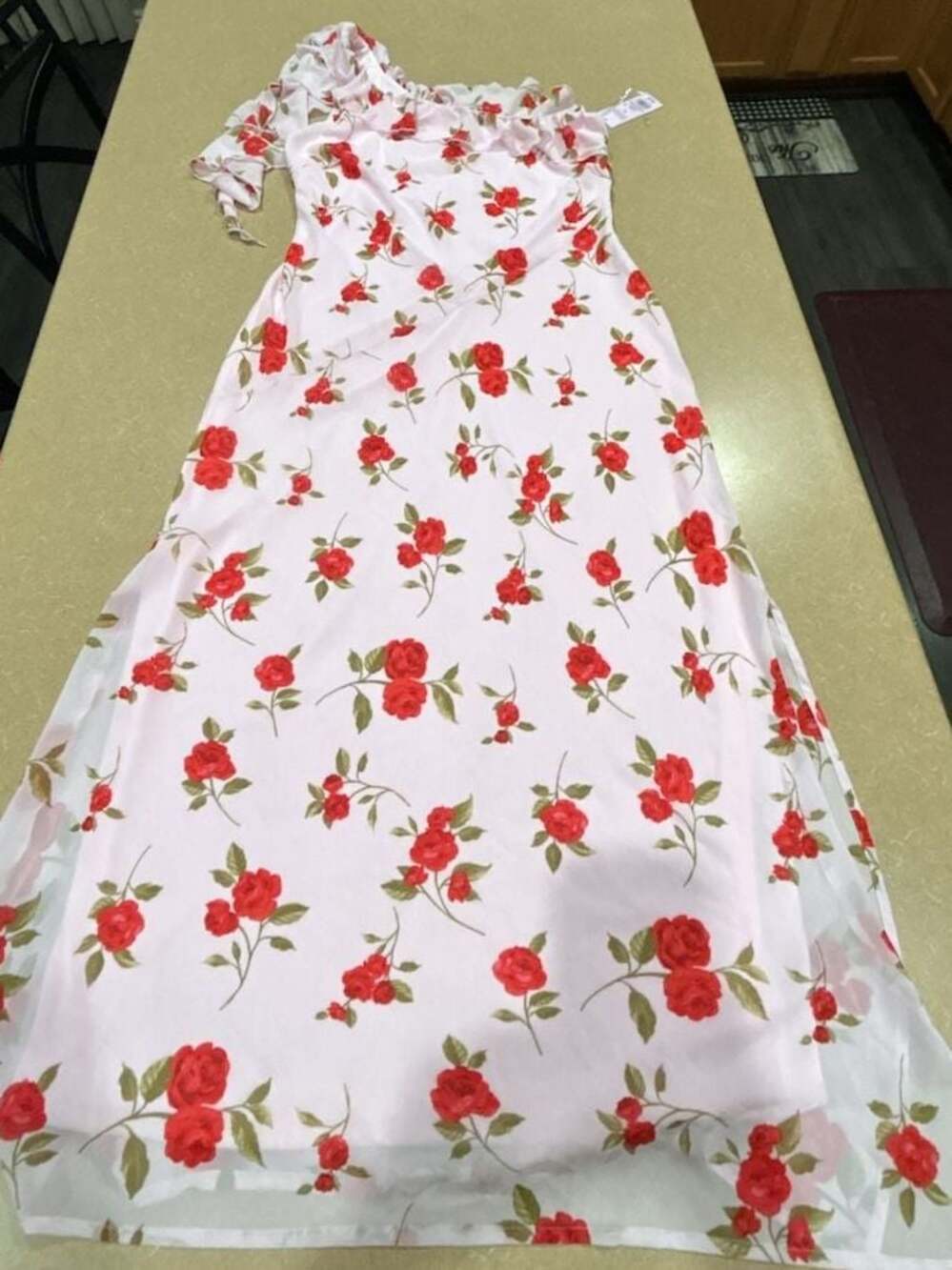 Wild Fable Women's One-Shoulder Ruffle Maxi Dress in Pink Floral Print